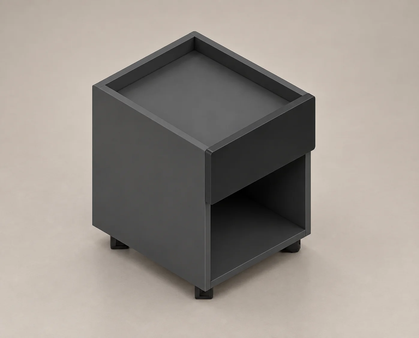 Cajonera de Poliarte, gris oscura con espacio abierto
